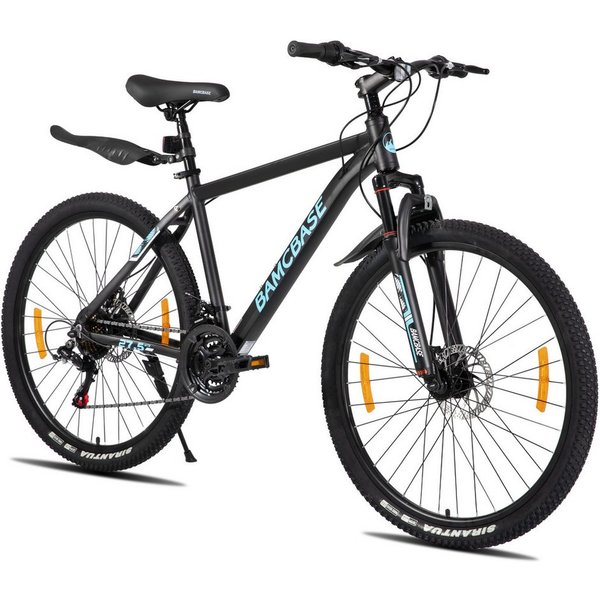 HILAND Mountainbike 26 27,5 Zoll Geländefähiges Fahrrad für Männer und Frauen, Aluminiumrahmen, 21-Gang, mechanischen Scheibenbremsen und Federgabel