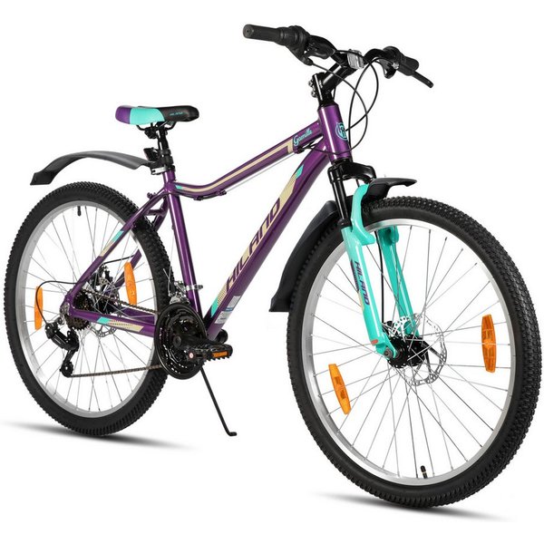 HILAND Mountainbike 26/27,5 Zoll Fahrrad für Erwachsene, MTB für Männer und Frauen, Mit Aluminium Rahmen, 18 Gang,Doppelscheibenbremse Federgabel