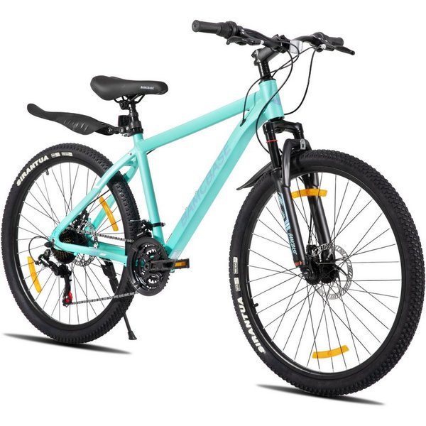 HILAND Mountainbike 26 27,5 Zoll Geländefähiges Fahrrad für Männer und Frauen, Aluminiumrahmen, 21-Gang, mechanischen Scheibenbremsen und Federgabel