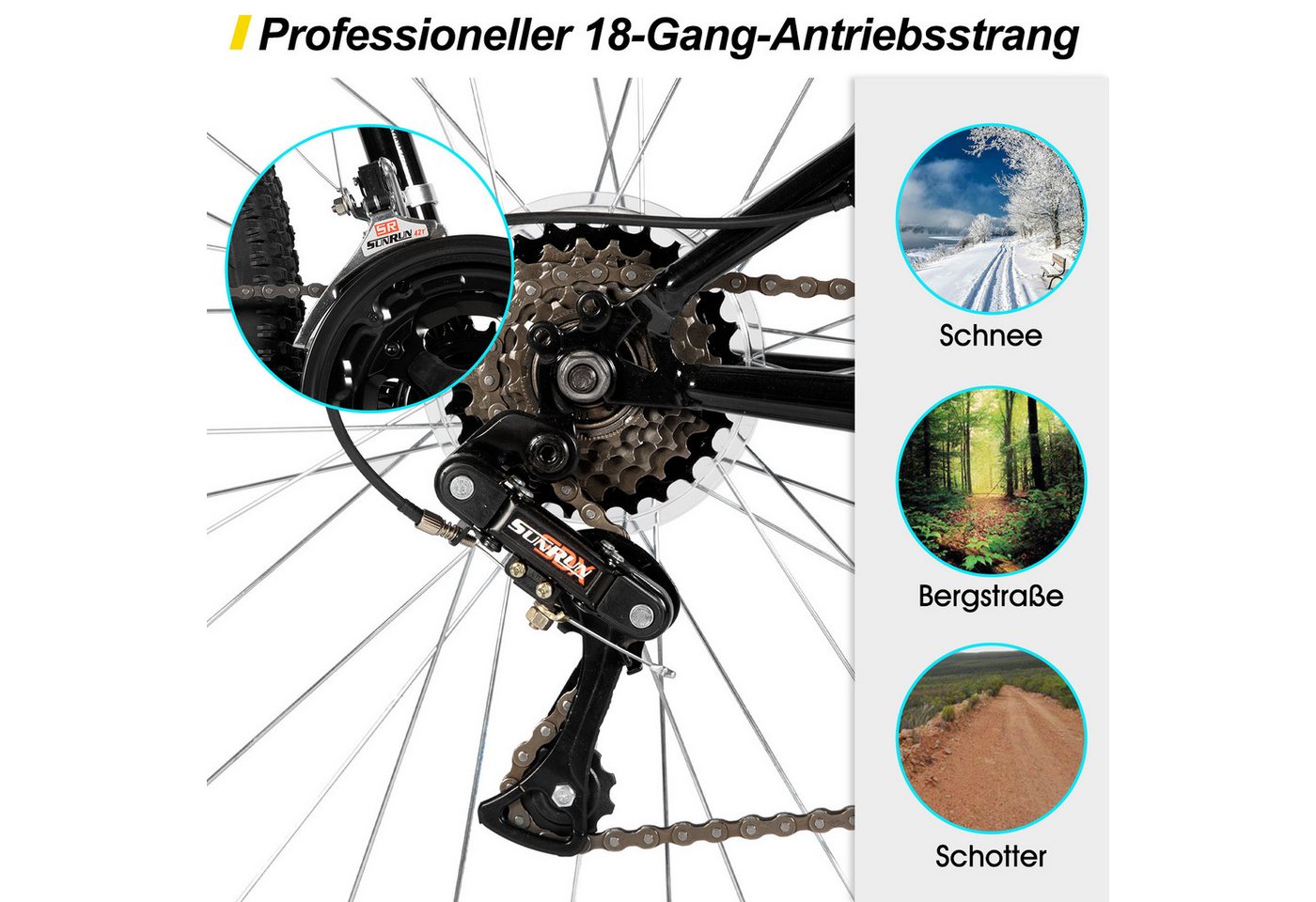 HILAND Mountainbike 26/27,5/29 Zoll Fahrrad Herren Damen Student, Gelände & Pendler – Bild 5 von 5