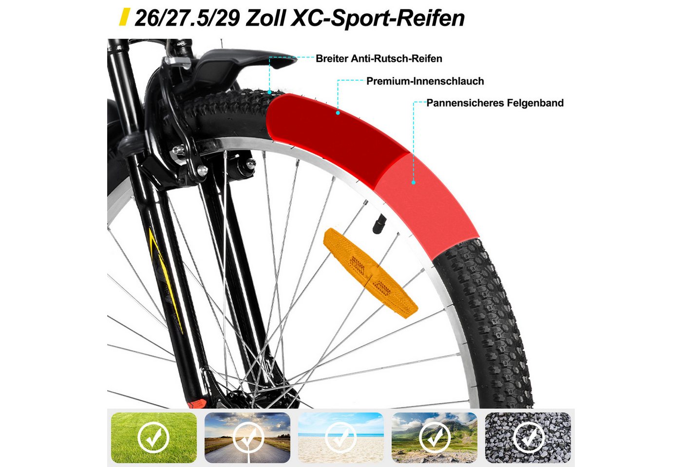HILAND Mountainbike 26/27,5/29 Zoll Herren Damen Studentenräder, Gelände Pendlerräder – Bild 2 von 5