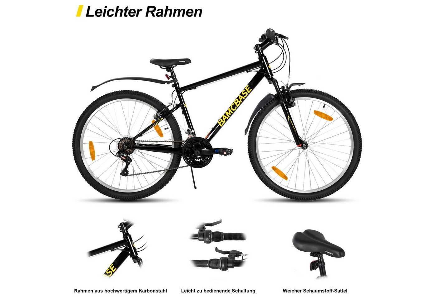 HILAND Mountainbike 26 27,5 29 Zoll bike MTB für Männer Frauen, Studenten-Pendlerfahrrad, mit V-Bremse, 21 Gang, Federgabel, Hochwertiger Rahmen,Kettenschaltung – Bild 5 von 5