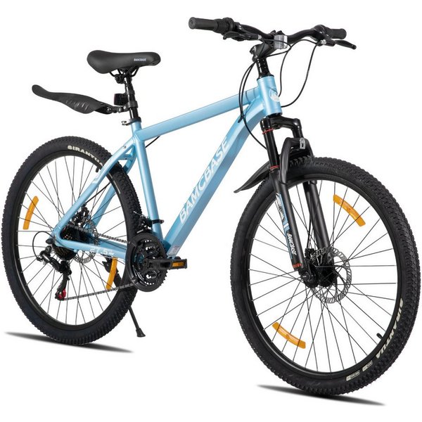 HILAND Mountainbike 26 27,5 Zoll Geländefähiges Fahrrad für Männer und Frauen, Aluminiumrahmen, 21-Gang, mechanischen Scheibenbremsen und Federgabel