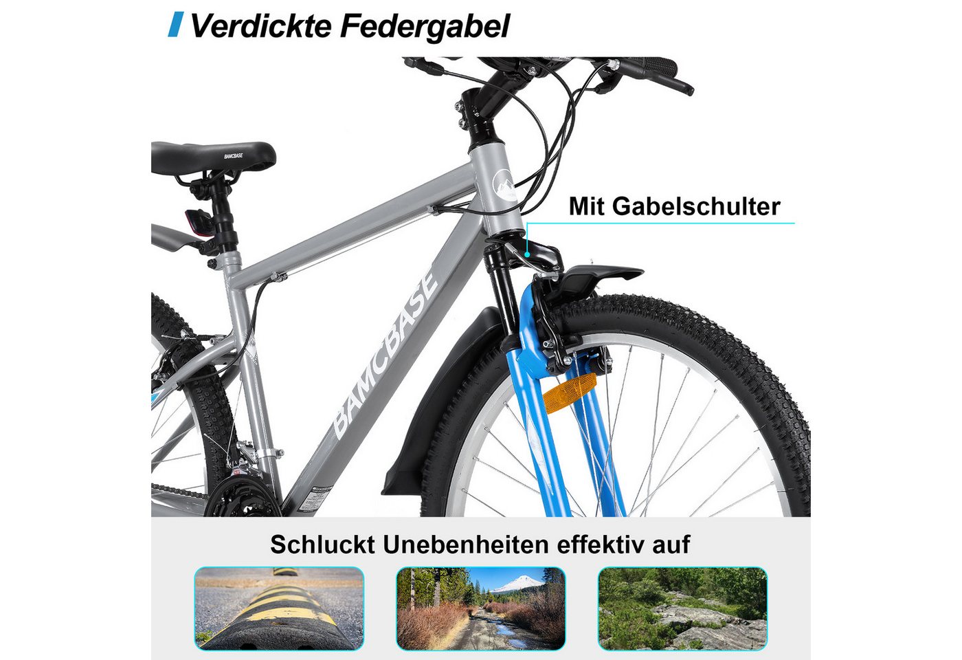 HILAND Mountainbike 26/27,5/29 Zoll Herren Damen Studentenräder, Gelände Pendlerräder – Bild 3 von 5