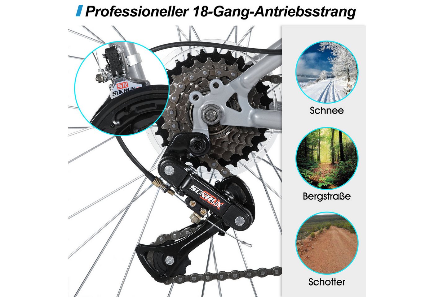 HILAND Mountainbike 26/27,5/29 Zoll Herren Damen Studentenräder, Gelände Pendlerräder – Bild 5 von 5