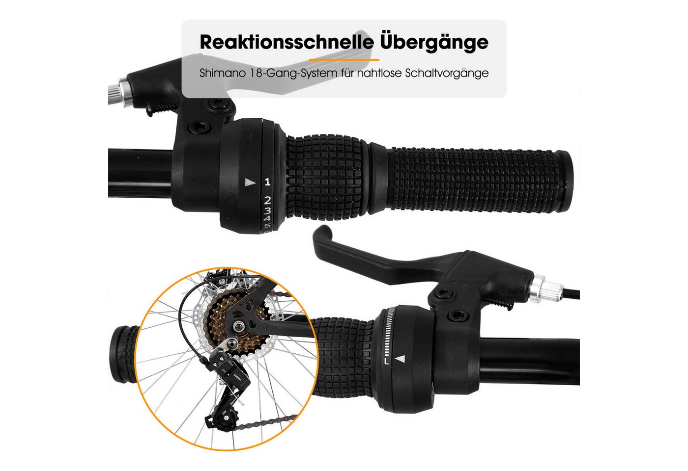 HILAND Mountainbike 26/27,5 Zoll MTB für Männer, Frauen, Student, Fahrräder für Gelände, Mit 18 Gang, Doppelte Scheibenbremsen, Federgabel, Fender – Bild 3 von 5