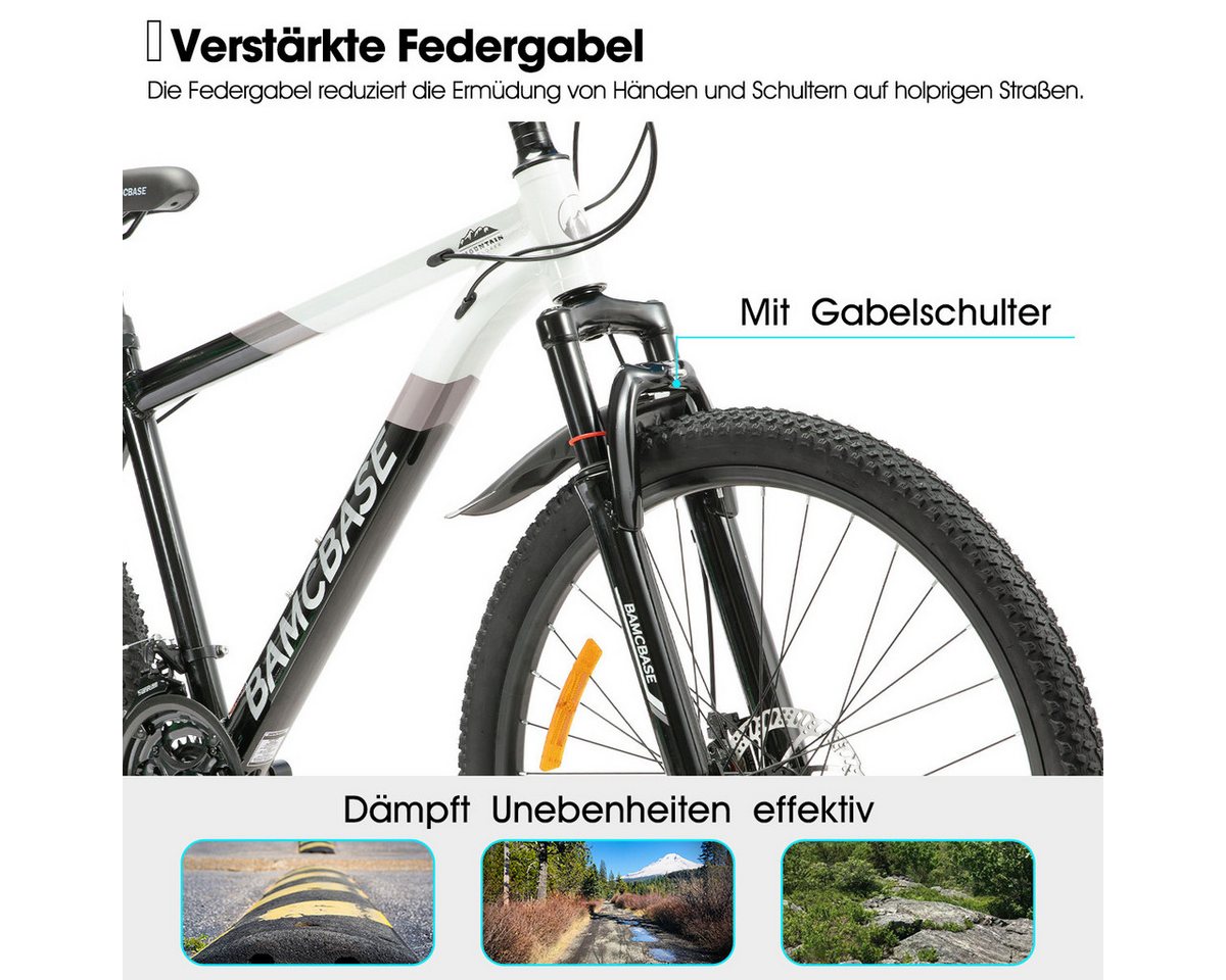 HILAND Mountainbike 26/27,5 Zoll Alu-Mountainbike 21-Gang, Scheibenbremsen & Komfortsattel – Bild 3 von 5