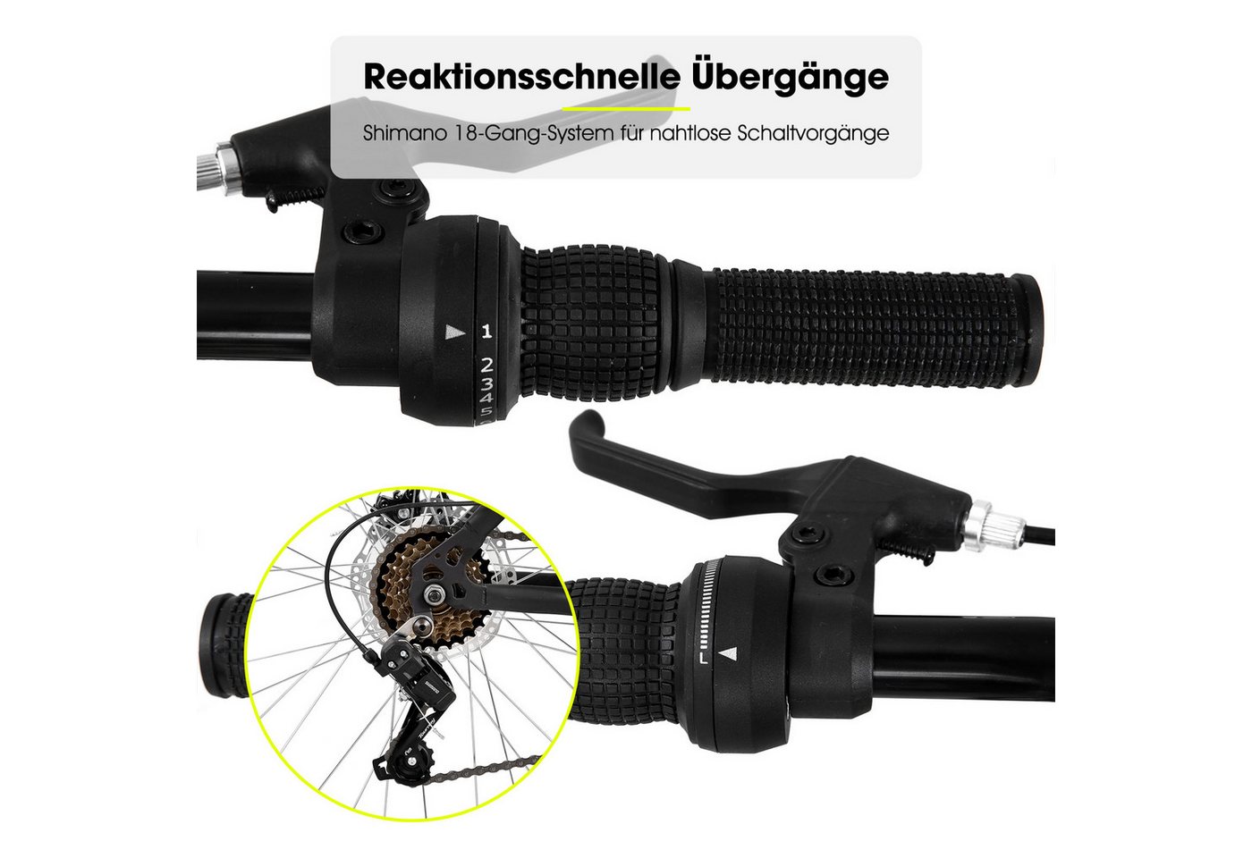 HILAND Mountainbike 26/27,5 Zoll MTB für Männer, Frauen, Student, Fahrräder für Gelände, Mit 18 Gang, Doppelte Scheibenbremsen, Federgabel, Fender – Bild 3 von 5