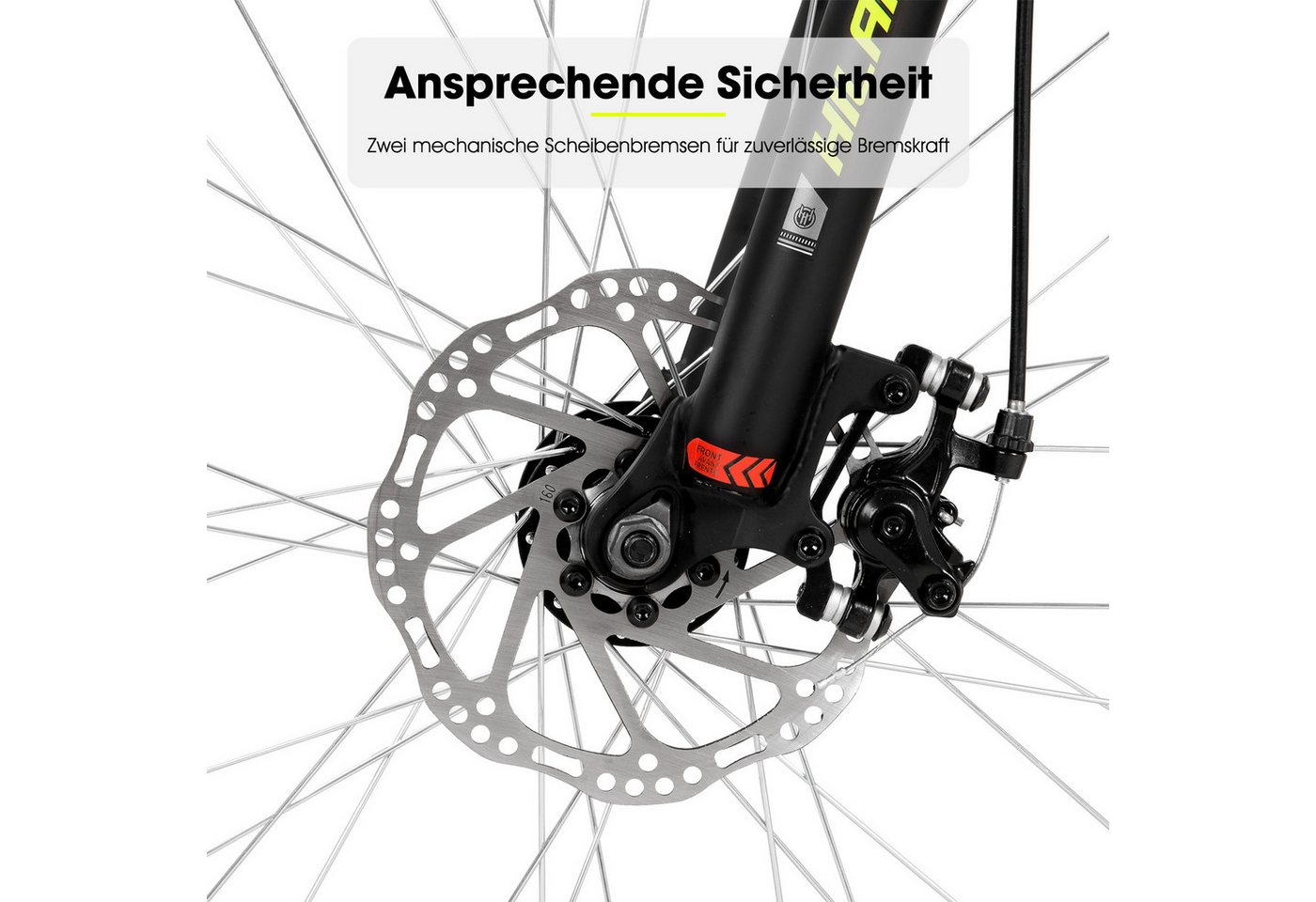 HILAND Mountainbike 26/27,5 Zoll MTB für Männer, Frauen, Student, Fahrräder für Gelände, Mit 18 Gang, Doppelte Scheibenbremsen, Federgabel, Fender – Bild 5 von 5
