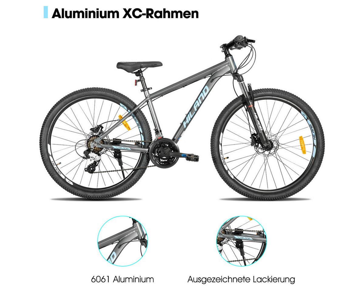 HILAND Mountainbike 27,5 Zoll Offroad‑MTB hydraul. Scheibenbremsen 24‑Gang‑Alu für Trails, 24 Gang, 24 Gänge, leichter Aluminiumrahmen, hydraulische Scheibenbre – Bild 2 von 5