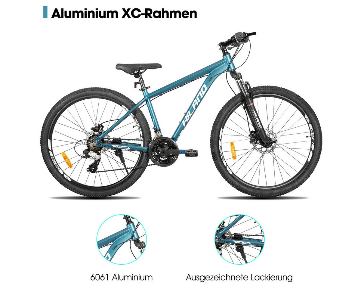 HILAND Mountainbike 27,5 Zoll Offroad‑MTB hydraul. Scheibenbremsen 24‑Gang‑Alu für Trails, 24 Gang, 24 Gänge, leichter Aluminiumrahmen, hydraulische Scheibenbre – Bild 2 von 5