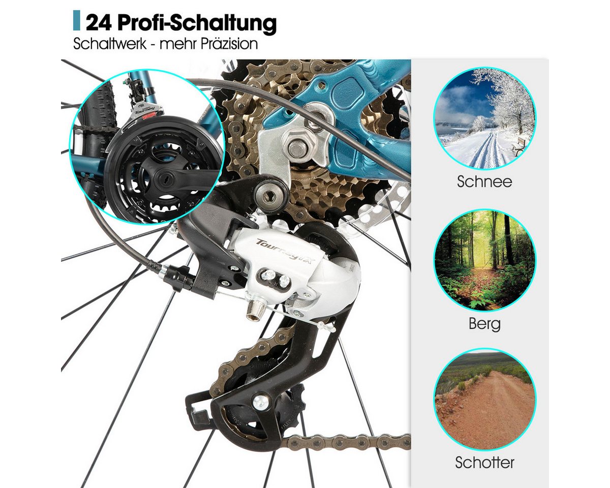 HILAND Mountainbike 27,5 Zoll Offroad‑MTB hydraul. Scheibenbremsen 24‑Gang‑Alu für Trails, 24 Gang, 24 Gänge, leichter Aluminiumrahmen, hydraulische Scheibenbre – Bild 3 von 5
