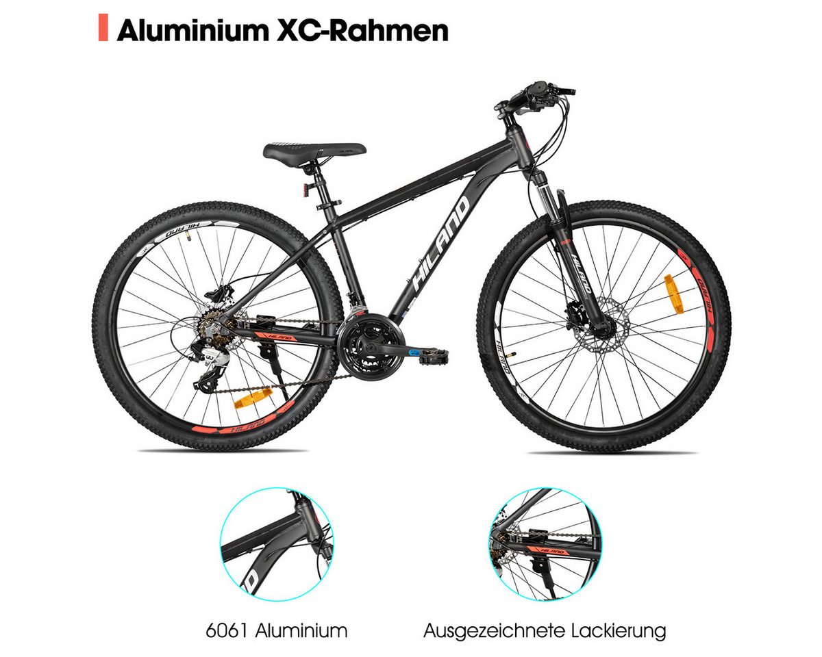 HILAND Mountainbike 27,5 Zoll Offroad‑MTB hydraul. Scheibenbremsen 24‑Gang‑Alu für Trails, 24 Gang, 24 Gänge, leichter Aluminiumrahmen, hydraulische Scheibenbre – Bild 2 von 5