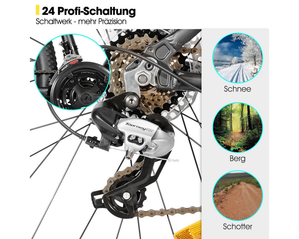HILAND Mountainbike 27,5 Zoll Offroad‑MTB hydraul. Scheibenbremsen 24‑Gang‑Alu für Trails, 24 Gang, 24 Gänge, leichter Aluminiumrahmen, hydraulische Scheibenbre – Bild 3 von 5
