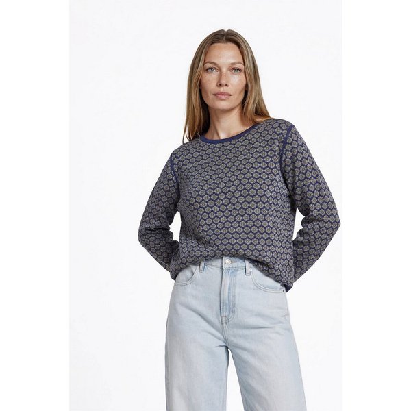 Himalaya Clothing Strickpullover Damen Relaxed Fit Sweater Langarm casual Jacquardmuster Mit Rundhalsausschnitt und Streifendetail, nachhaltig & pflegeleicht