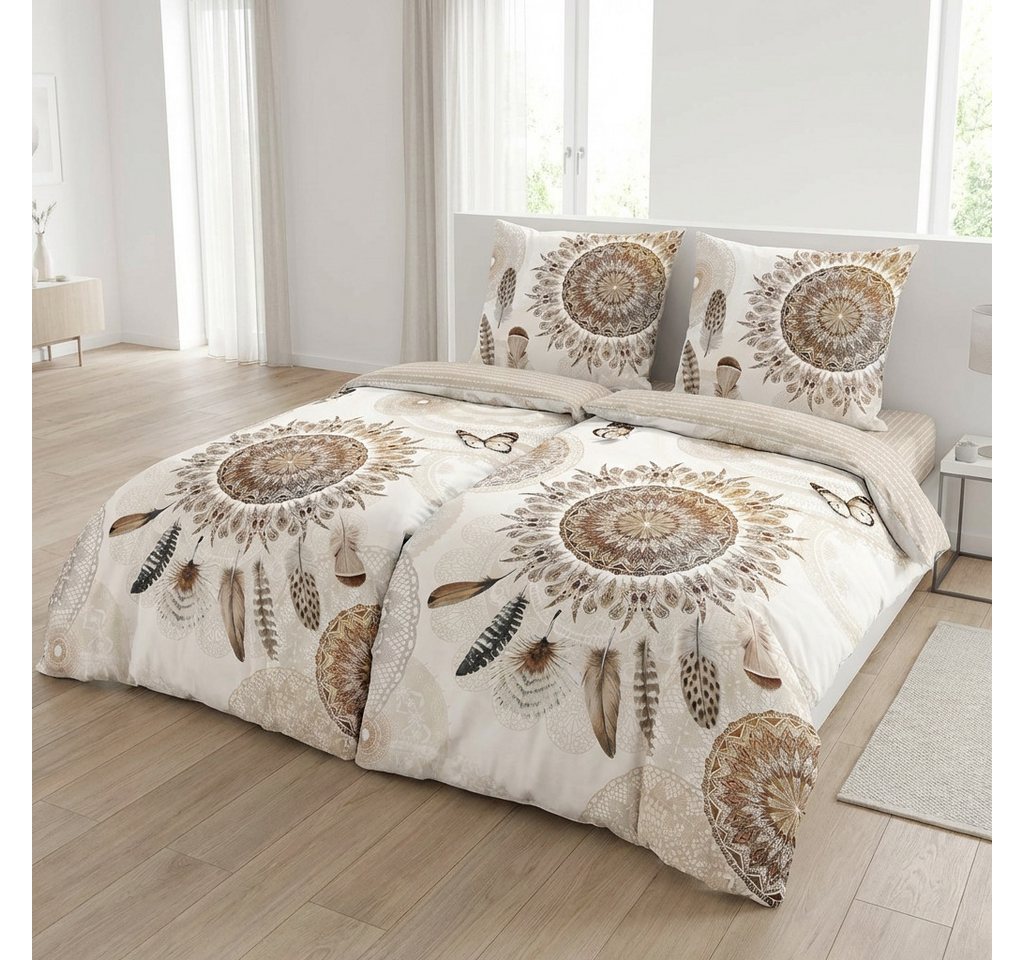 hip Bettwäsche Baumwolle, Renforcé, 2 teilig, blaue Mandalas mit Eule – Bild 2 von 5