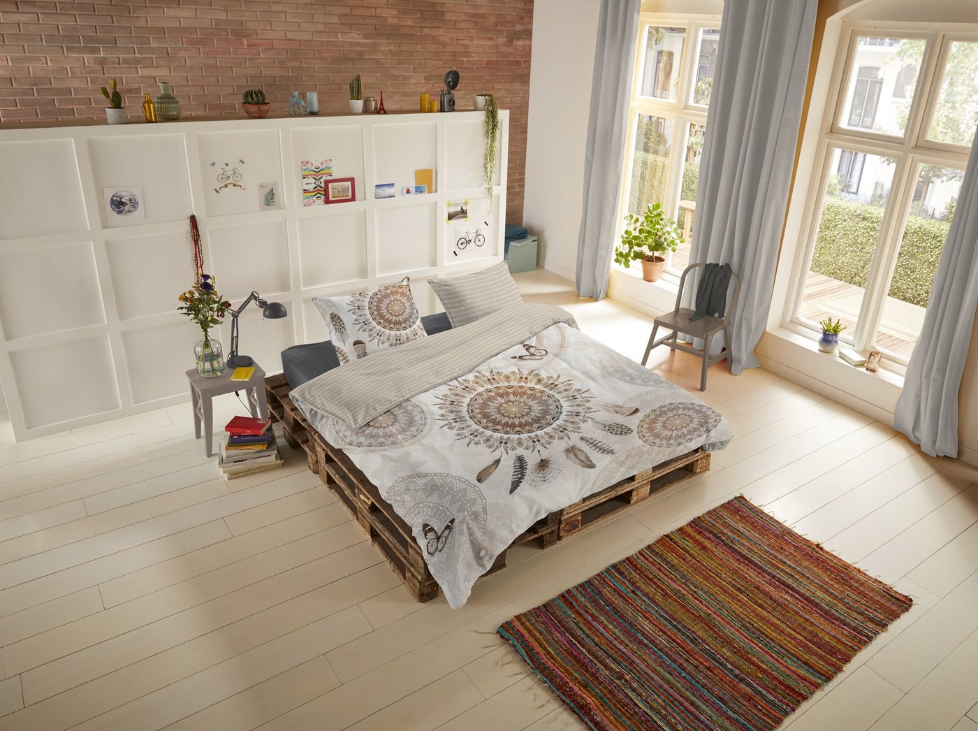 hip Bettwäsche Baumwolle, Renforcé, 2 teilig, blaue Mandalas mit Eule – Bild 5 von 5