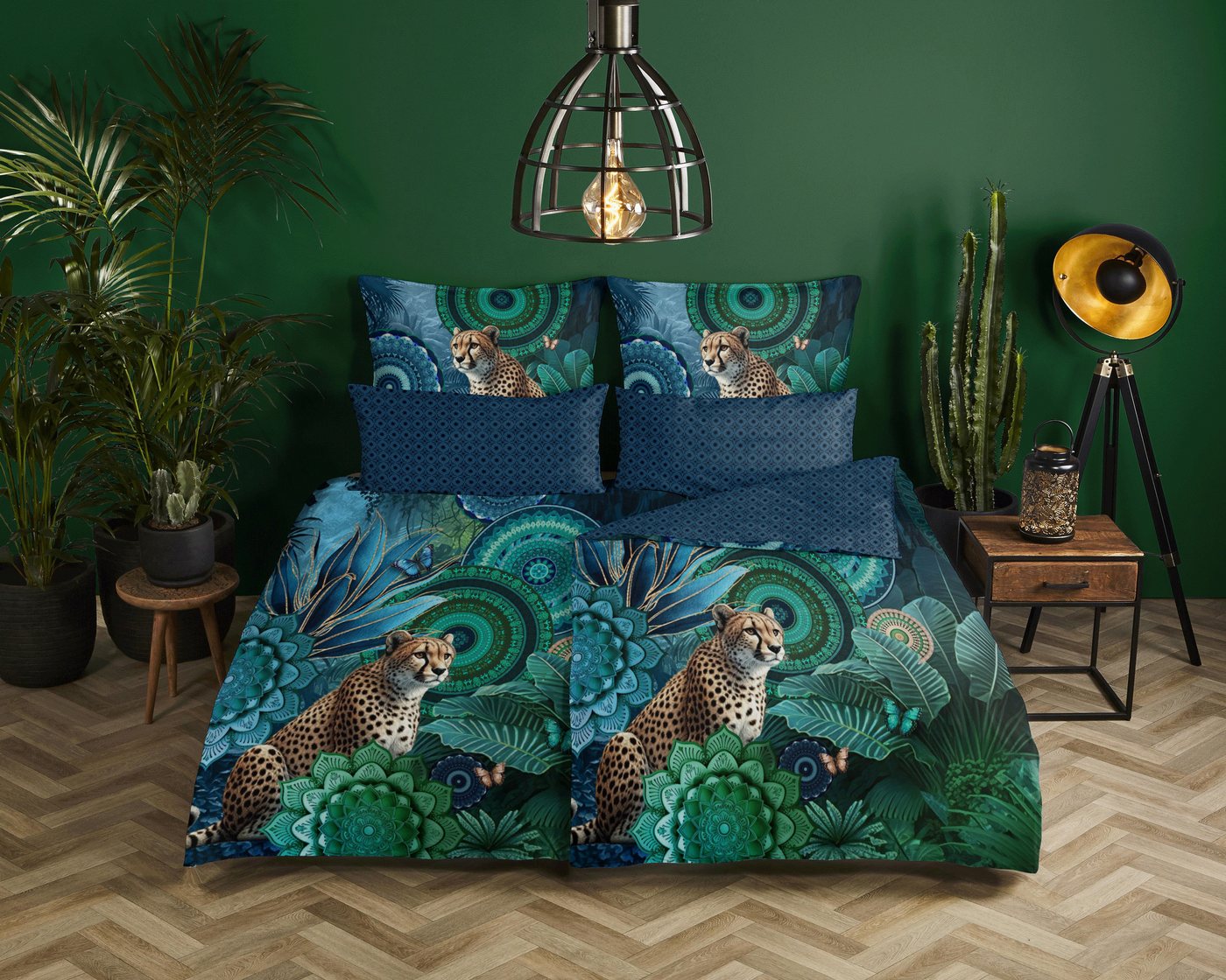 hip Bettwäsche Comfort Baumwolle, Flanell, 2 teilig, Mandalas,Leopard,blau,grün, Wendebettwäsche – Bild 2 von 3