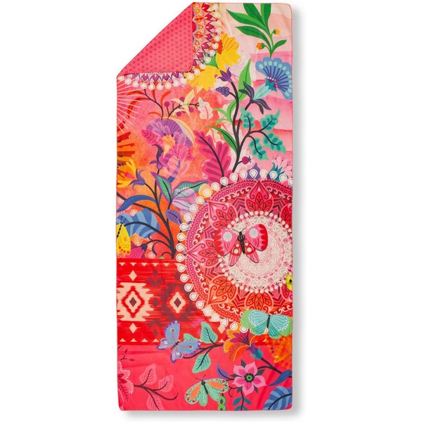 hip Strandtuch Giselah, Frottiervelours (1-St), Baumwolle, Velours, 100x180, Weich, Strand, Mandala, Rosa, Rot, Bunt
