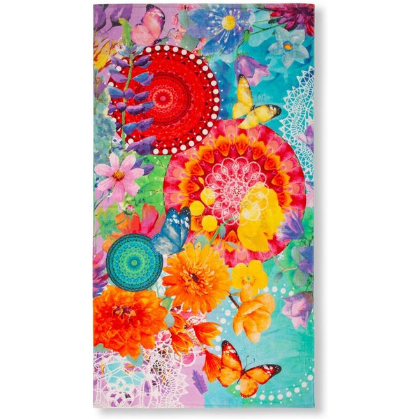 hip Strandtuch Vitori, Frotteevelours (1-St), 100% Baumwolle, Velours, 100x180, Weich, Strand, Mandala, Blumen, Bunt