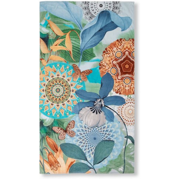 hip Strandtuch Zephir, Frotteevelours (Packung, 1-St), 100% Baumwolle, Velours, 100x180, Weich, Strand, Mandala, Blumen, Grün
