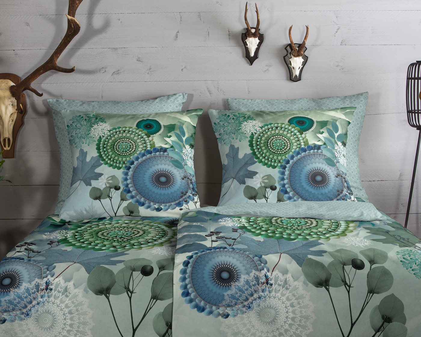 hip Wendebettwäsche Iselin, Biber, Flanell, 2 teilig, Flanell, Biber, Winter, Warm, Reißverschluss, Wende, Mandala, Blätter – Bild 3 von 5