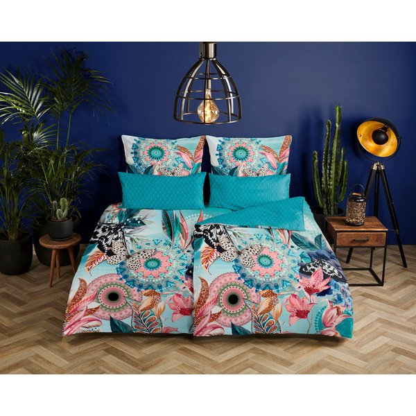 hip Wendebettwäsche MAXIMILIAN, Satin, 2 teilig, Mako-Satin, 135x200, Reißverschluss, Wendeoptik, Mandala, Türkis