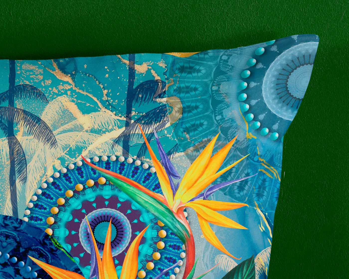 hip Wendebettwäsche Novia, Satin, 2 teilig, Mako-Satin, 135x200, Reißverschluss, Wende, Mandala, Strelitzie, Blau – Bild 4 von 5
