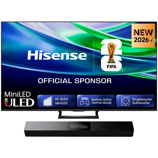 Hisense 55E8S Mini-LED-Fernseher (139 cm/55 Zoll, 4K Ultra HD, Smart-TV, inkl. HS2000 Soundbar im Wert von UVP €129)