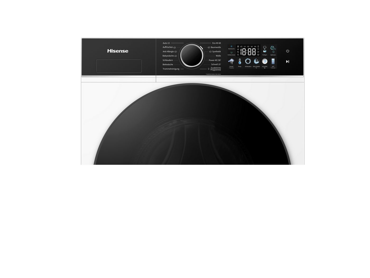 Hisense Waschmaschine 3i WF3I8043BWFAQ, 8 kg, 1400 U/min, Farbdisplay, Dampffunktion, Energie 30% besser als A – Bild 2 von 5