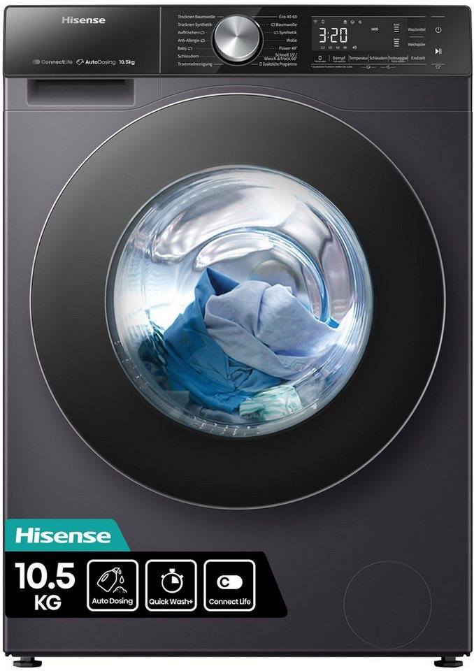 Hisense Waschmaschine 5S Serie WF5S1045BB, 10,5 kg, 1400 U/min, AutoDosing – Bild 2 von 5