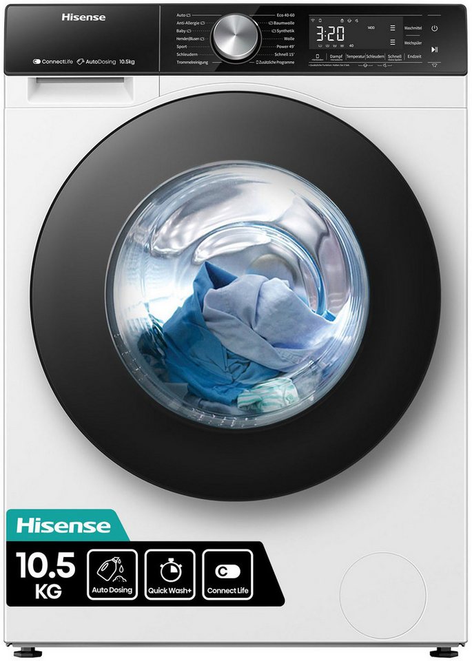 Hisense Waschmaschine 5S Serie WF5S1045BW, 10,5 kg, 1400 U/min, AutoDosing – Bild 2 von 5