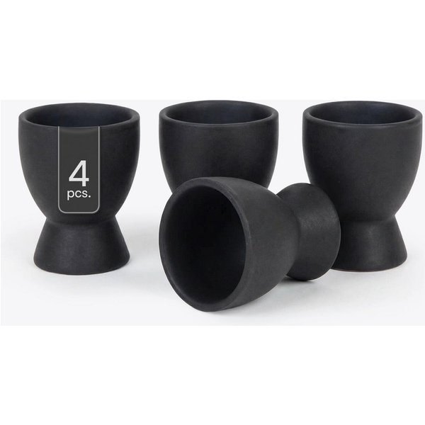 HIT Trading Eierbecher BRUNCH, Ø 6 cm, H 8 cm, Schwarz matt, (4-tlg), Steingut