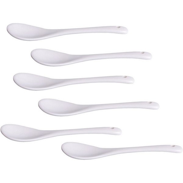 HIT Trading Eierlöffel Eierlöffel, 12,5 cm, Porzellan weiß, weiß (6er Pack)