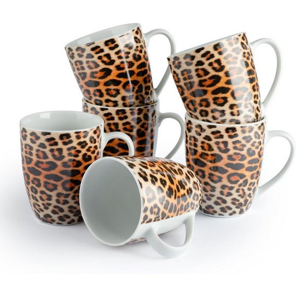 HIT Trading Tasse Kaffeebecher LEOPARD, Braun, Ø 9 cm, Keramik