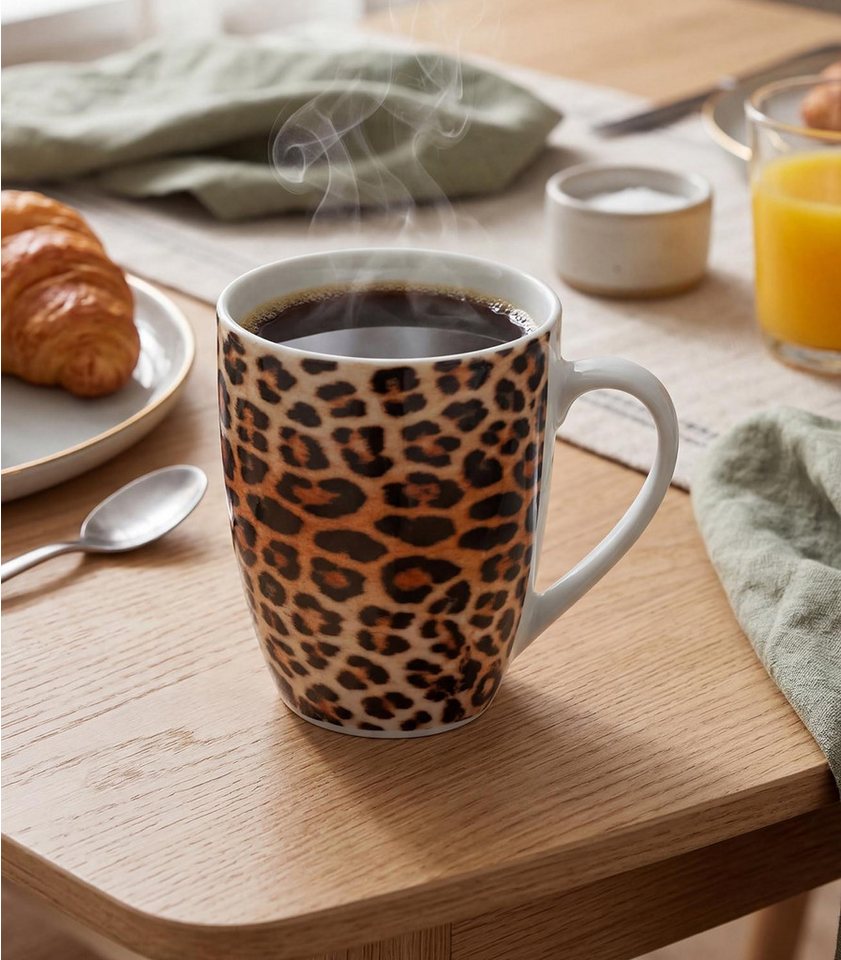 HIT Trading Tasse Kaffeebecher LEOPARD, Braun, Ø 9 cm, Keramik – Bild 2 von 4