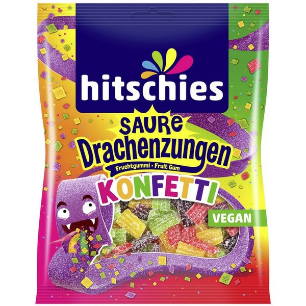 hitschies Süßigkeit, Hitschies Saure Drachenzungen Konfetti Saures Fruchtgummi 125g
