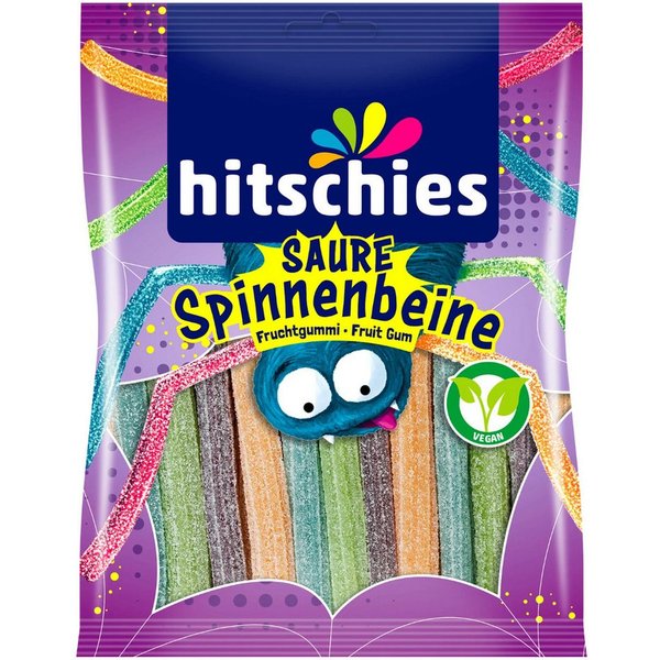 hitschies Süßigkeit, Hitschies Spinnenbeine vegetarische saure Fruchtgummi Sticks 125g