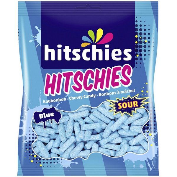 hitschies Süßigkeit, Hitschies Sour Blue Dragierte Kaubonbons mit Himbeergeschmack 140g