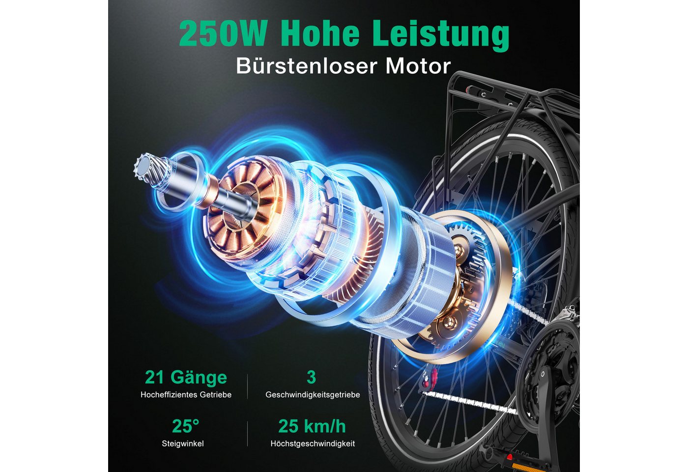 HITWAY E-Bike Cityrad, Trekkingrad, Mountainbike 27,5 Zoll für Alltag & Touren 36V 12,8Ah, 50–80 km Reichweite NFC, 21 Gang shimano Schaltwerk, Kettenschaltung, – Bild 2 von 5