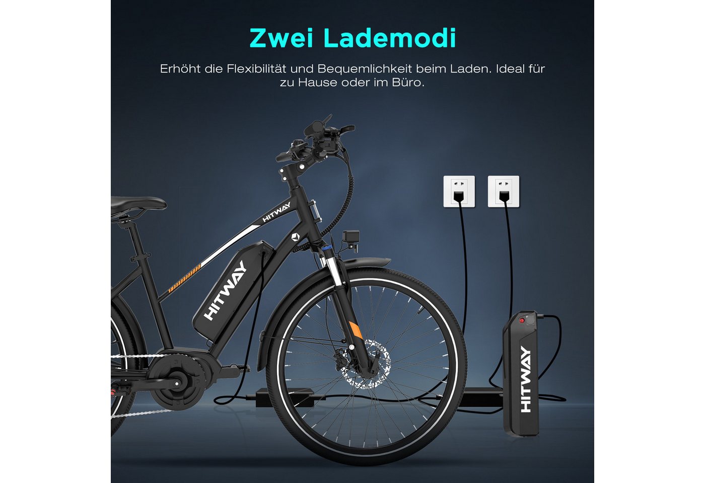 HITWAY E-Bike Trekkingrad 27,5 Zoll E-Bike Mittelmotor, Reichweite bis 150-180 km, 7 Gang shimano shimano Schaltwerk, Kettenschaltung, Mittelmotor, 468 Wh, Dreh – Bild 4 von 5