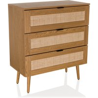 HJH LIVING Kommode BOHEO Rattangeflecht Eiche