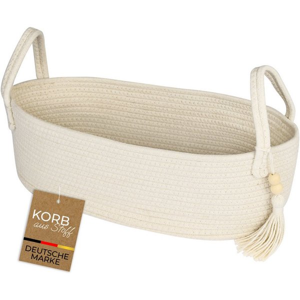 HMF Aufbewahrungskorb Aufbewahrungskorb Badezimmer, Korb für 3 Rollen Toilettenpapier, aus Baumwolle, Badezimmerkorb, 38,5 x 15,5 x 14 cm, Creme