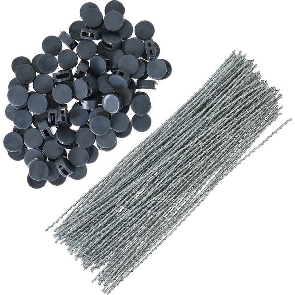 HMF Drahtseil 100 Plomben 8 mm + 100 Plombendrähte 100 mm (Set, 200 Tlg), zur Verplombung von HMF Spendendosen