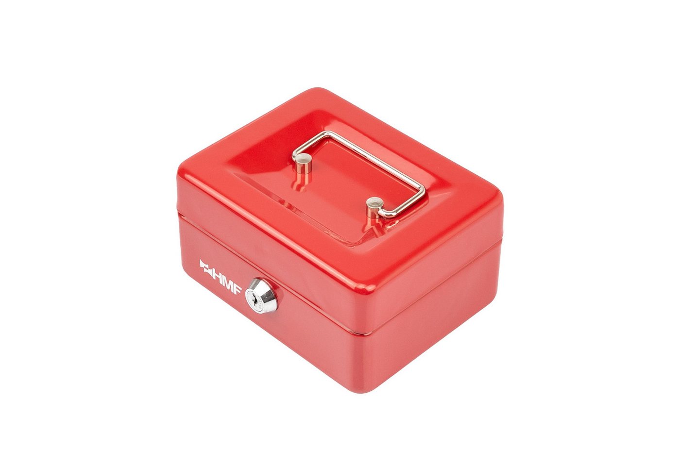 HMF Geldkassette Geldkassette abschließbar, Kasse mit Münzeinsatz, Geldkasse mit 6 Münzfächern 15 x 12 x 8 cm Rot – Bild 3 von 5