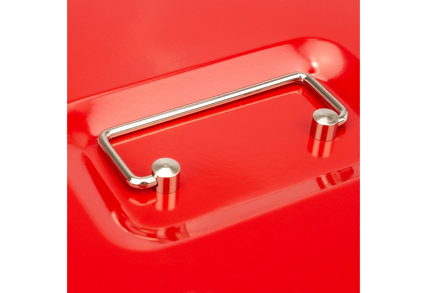 HMF Geldkassette Geldkassette abschließbar, Kasse mit Münzeinsatz, Geldkasse mit 6 Münzfächern 15 x 12 x 8 cm Rot – Bild 5 von 5