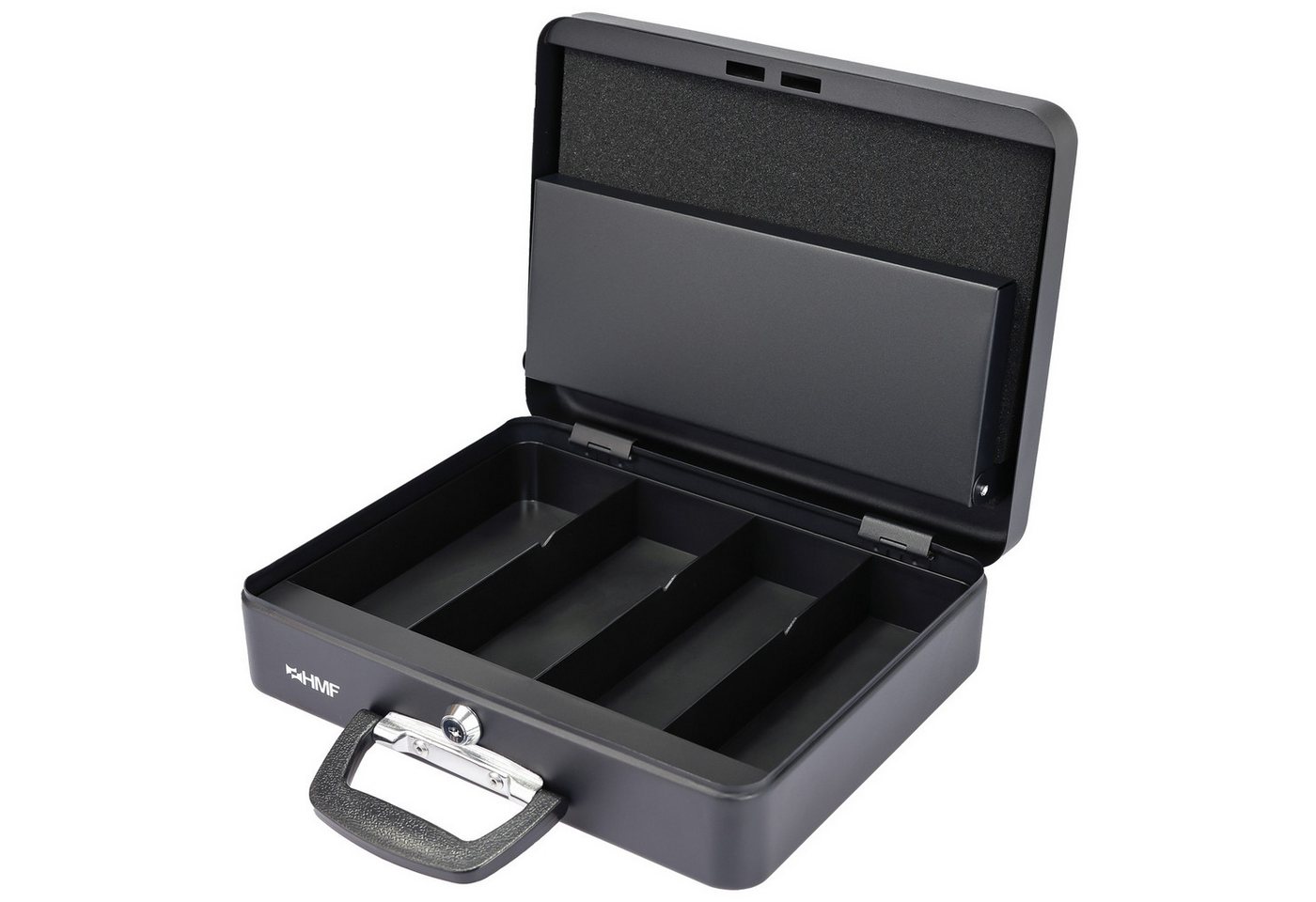 HMF Geldkassette Geldkassette abschließbar, Kasse mit Koffergriff, 30,5 x 24 x 8,5 cm, Schwarz – Bild 4 von 5