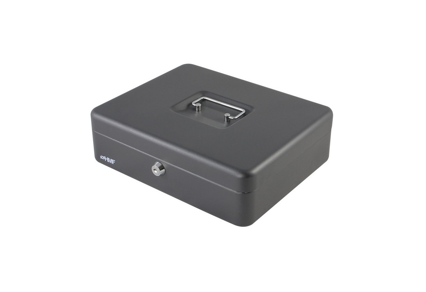 HMF Geldkassette Geldkassette abschließbar, Kasse mit Geldeinsatz, 5 Münzfächer, 4 Geldscheinmulden, 30 x 24 x 9 cm, Schwarz – Bild 4 von 4