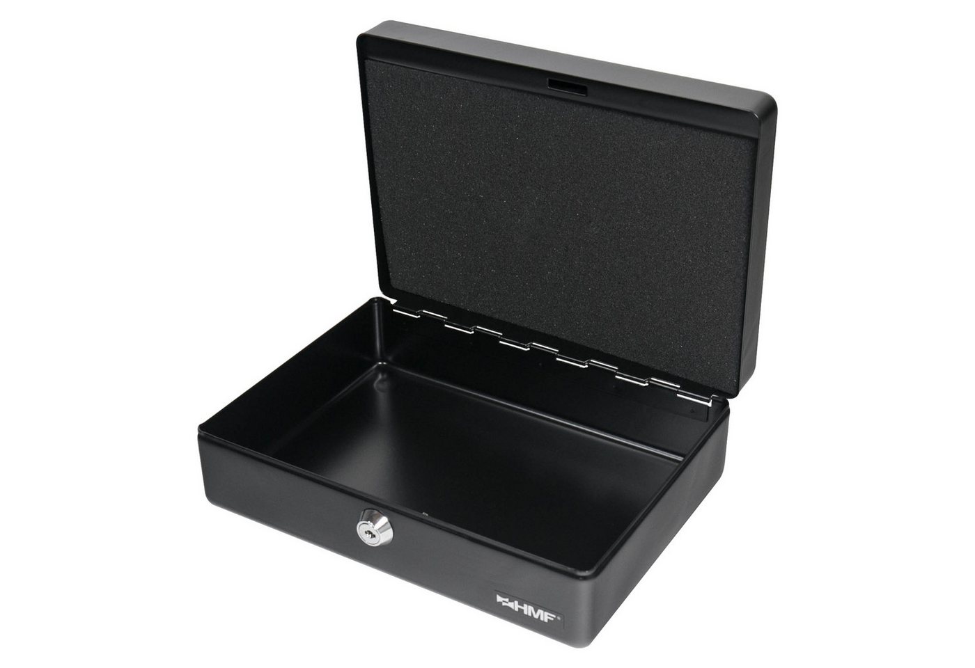 HMF Geldkassette Abschließbare Bargeldkasse mit Euro-Münzzählbrett, hochwertige Geldbox mit Schlüssel, 25 x 18 x 9 cm, schwarz – Bild 4 von 5