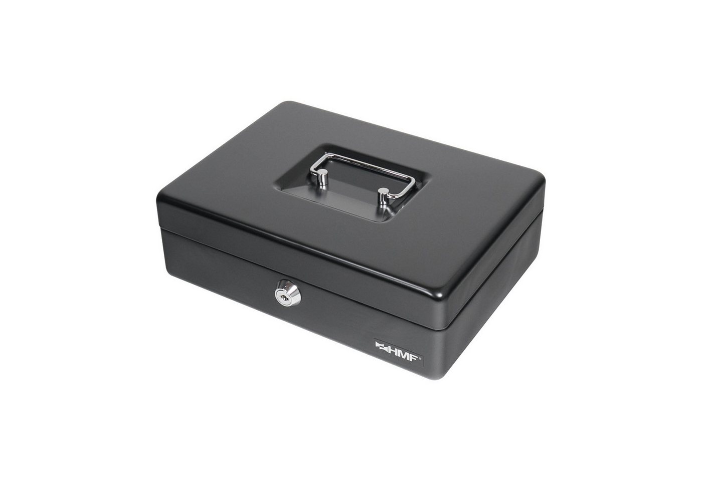 HMF Geldkassette Abschließbare Bargeldkasse mit Euro-Münzzählbrett, hochwertige Geldbox mit Schlüssel, 25 x 18 x 9 cm, schwarz – Bild 5 von 5